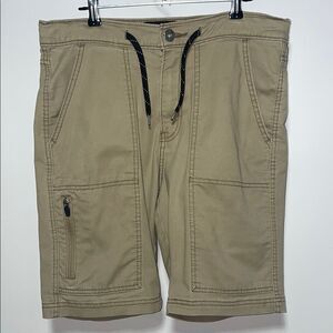Tan Cargo Shorts with Drawstring Waist and Relaxed Fit